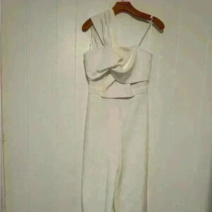 Lulu's White Jumpsuit with Bow Detail